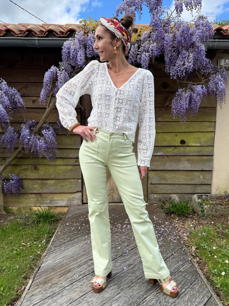 Jean flare vert amande SONNY La Petite Étoile