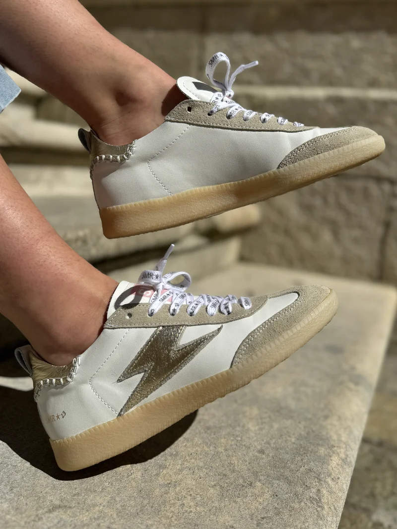 Basket blanche éclair doré en cuir KAYLA C141 Semerdjian