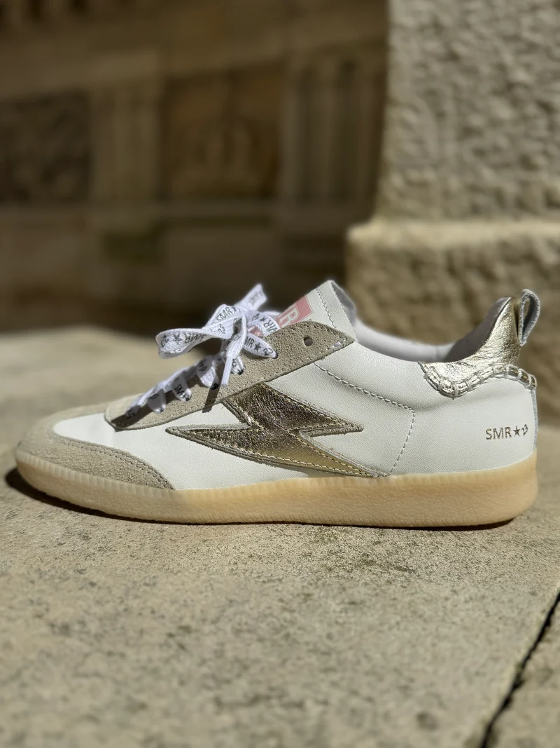 Basket blanche éclair doré en cuir KAYLA C141 Semerdjian