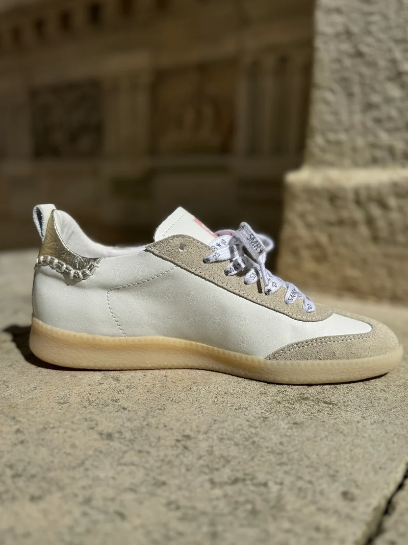 Basket blanche éclair doré en cuir KAYLA C141 Semerdjian