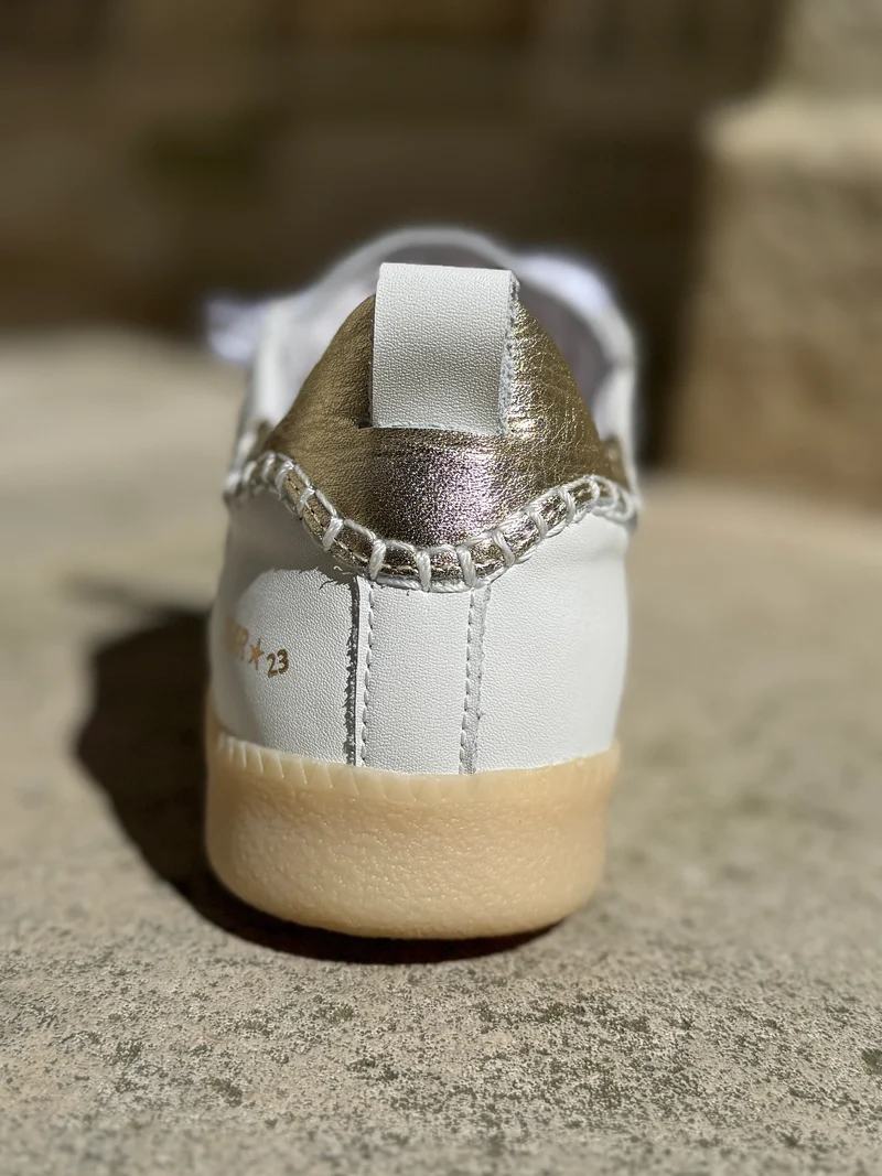 Basket blanche éclair doré en cuir KAYLA C141 Semerdjian