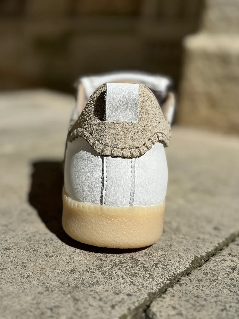 Basket en cuir blanche éclair camel AVA C163 Semerdjian