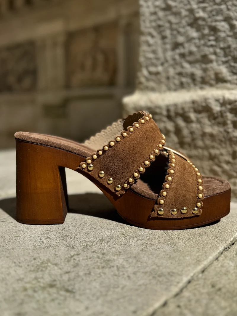 Mules à talons camel Z48 Semerdjian