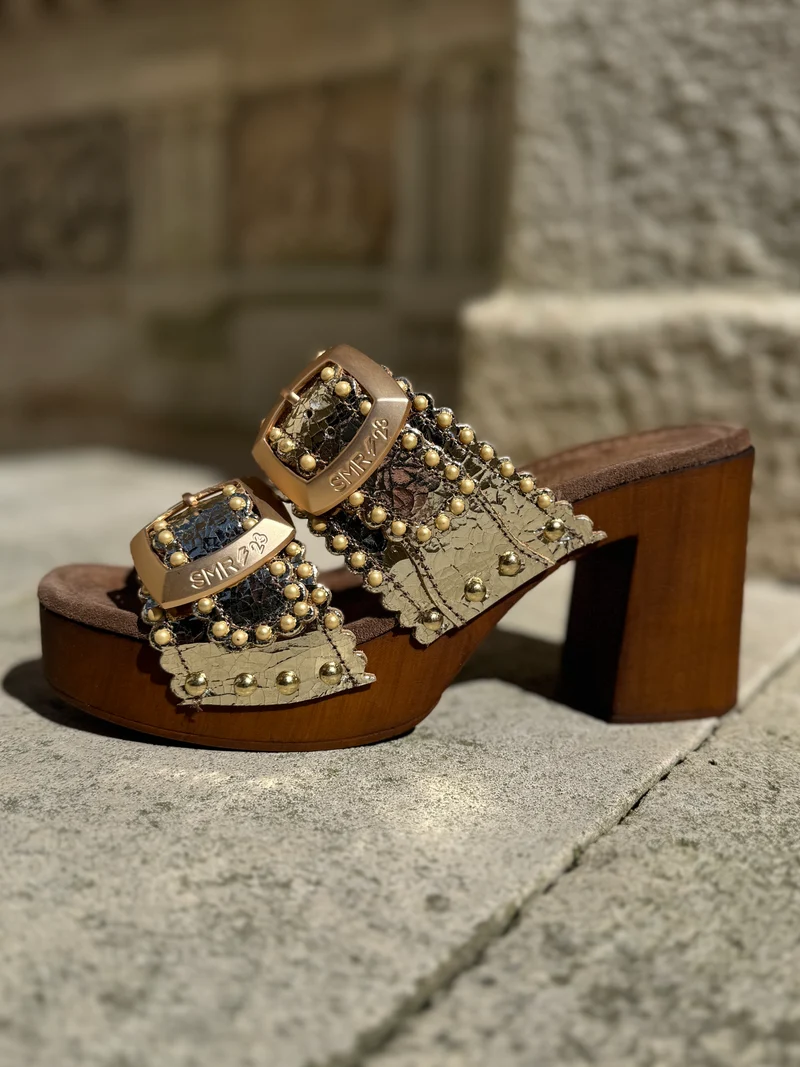 Mules à talons dorées Z48 Semerdjian