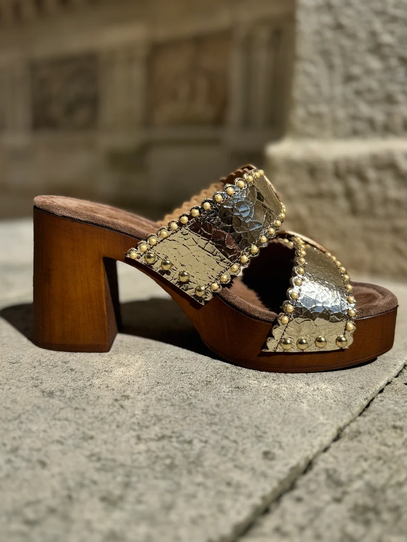 Mules à talons dorées Z48 Semerdjian