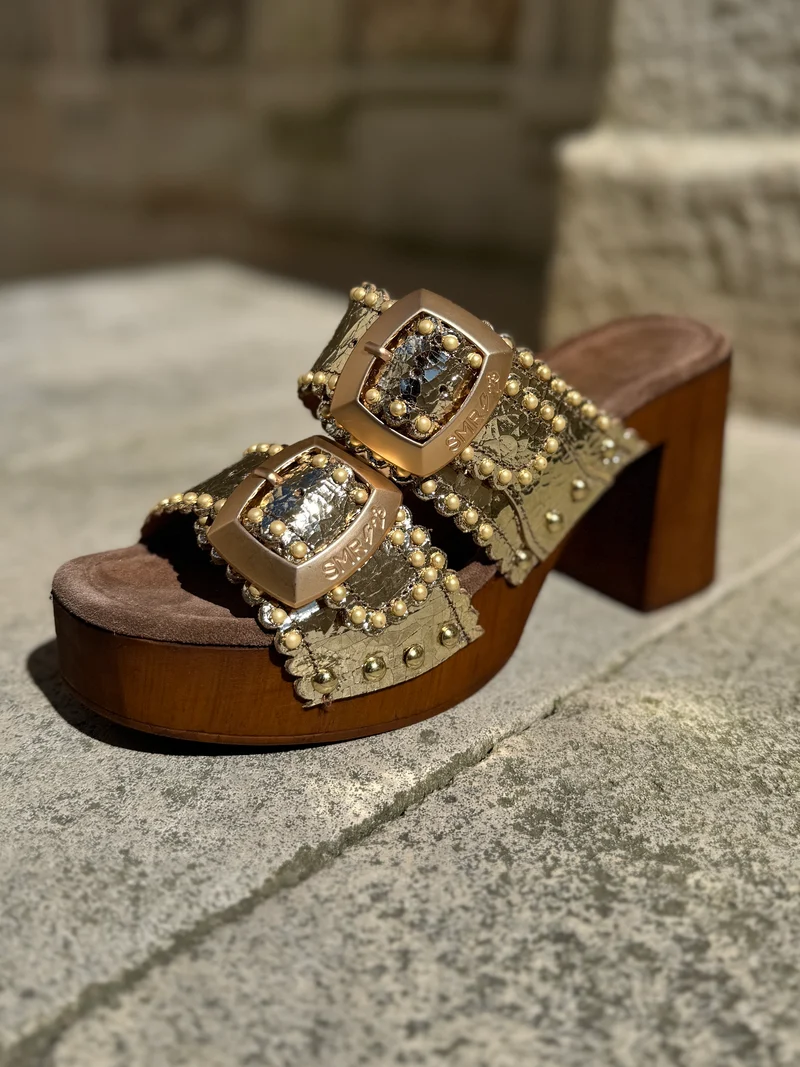 Mules à talons dorées Z48 Semerdjian