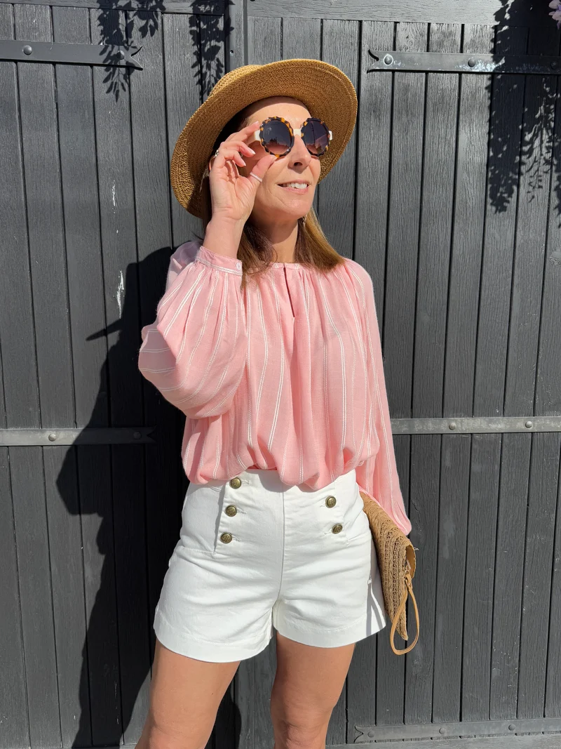 Short denim blanc à pont VICTORINETTE Oraije