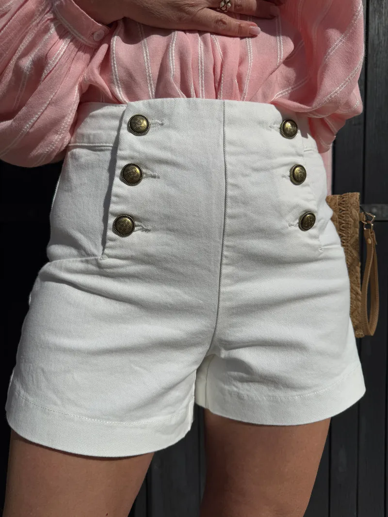 Short denim blanc à pont VICTORINETTE Oraije