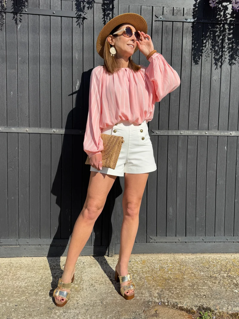 Short denim blanc à pont VICTORINETTE Oraije