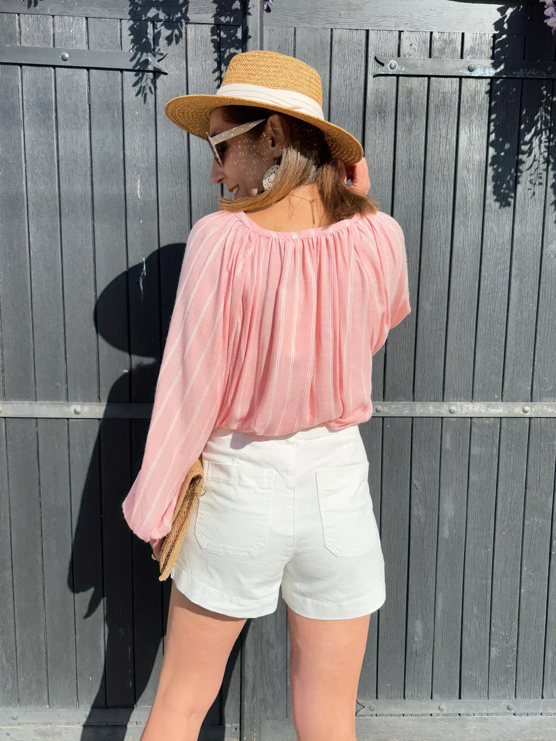 Short denim blanc à pont VICTORINETTE Oraije