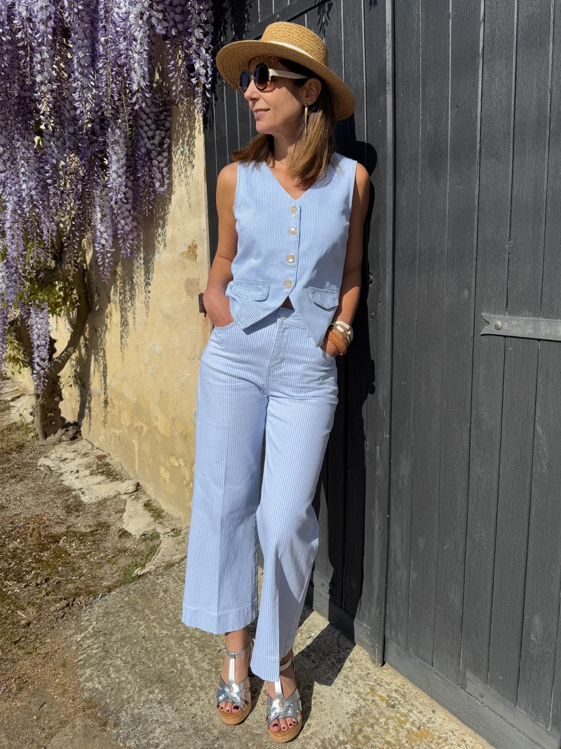 Jeans denim rayé bleu WINDY Oraije