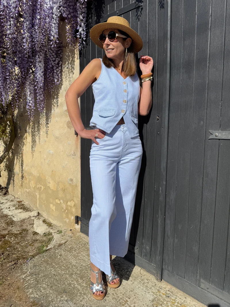 Jeans denim rayé bleu WINDY Oraije