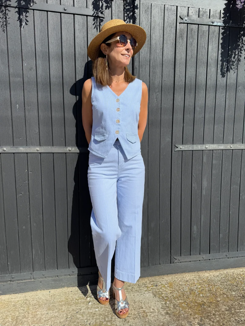 Jeans denim rayé bleu WINDY Oraije
