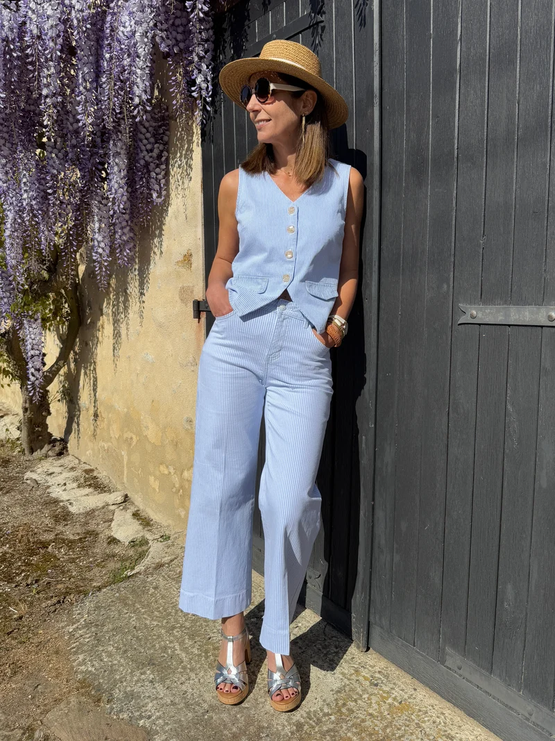 Jeans denim rayé bleu WINDY Oraije