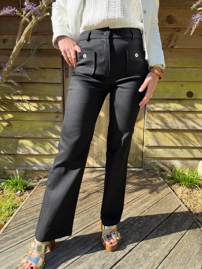 Pantalon WOOD STOCK DAISY noir Hippocampe