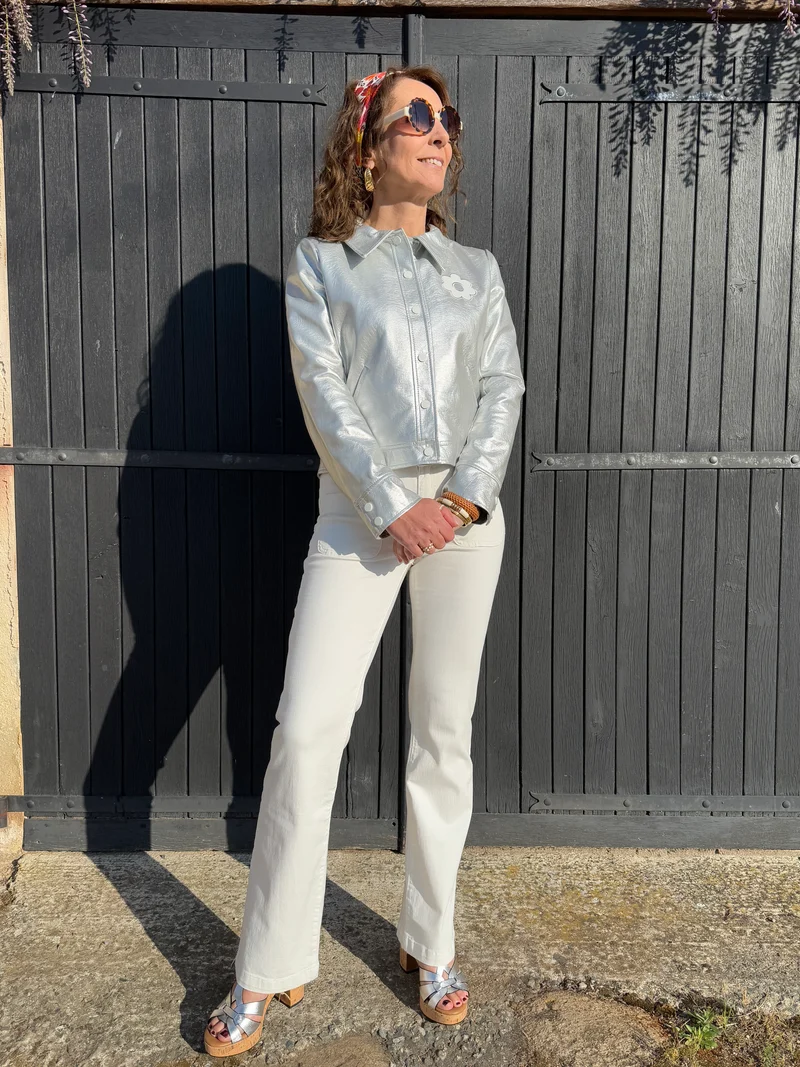 Veste vinyle argent DAISY Hippocampe