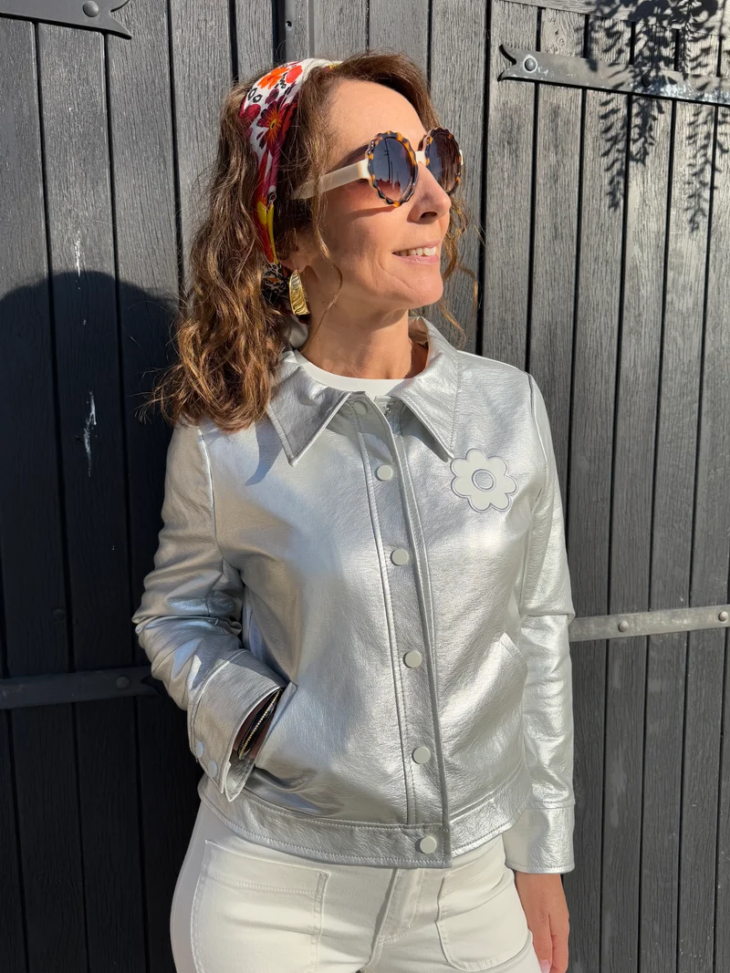 Veste vinyle argent DAISY Hippocampe