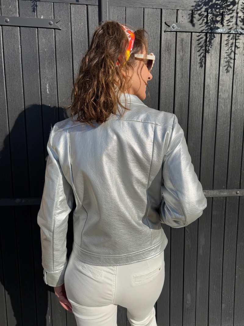 Veste vinyle argent DAISY Hippocampe