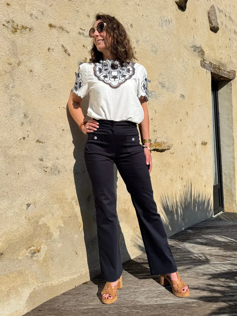 Pantalon WOOD STOCK DAISY marine Hippocampe
