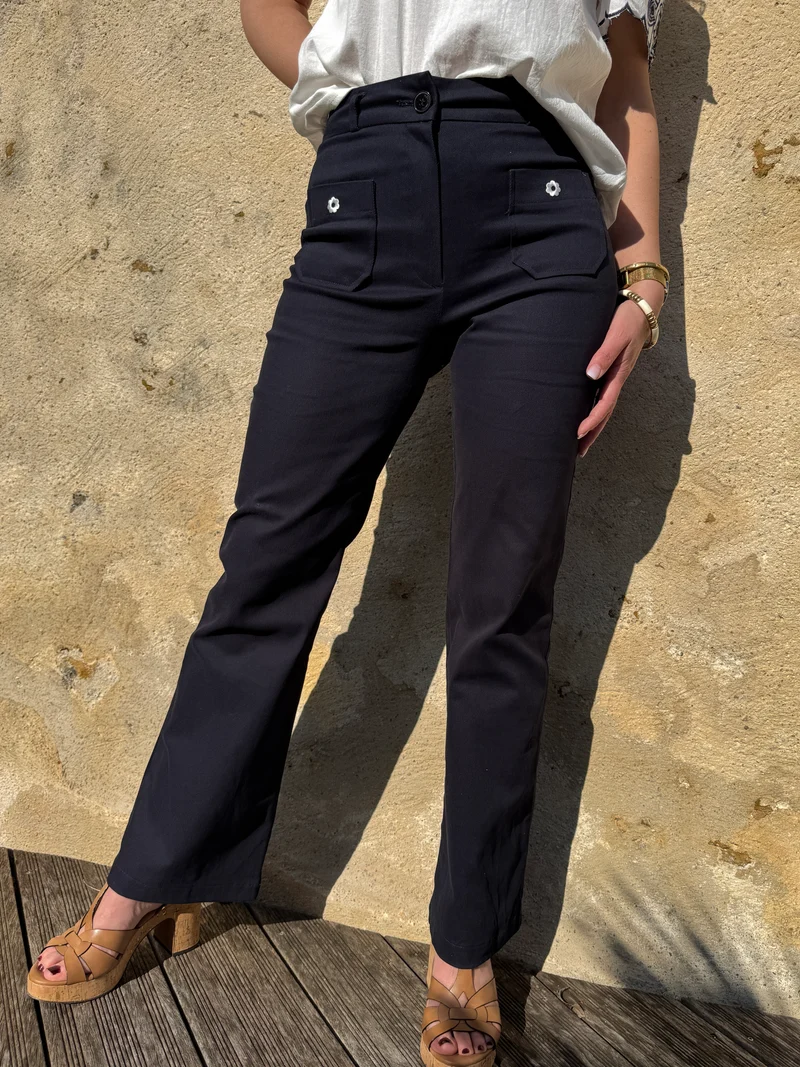 Pantalon WOOD STOCK DAISY marine Hippocampe