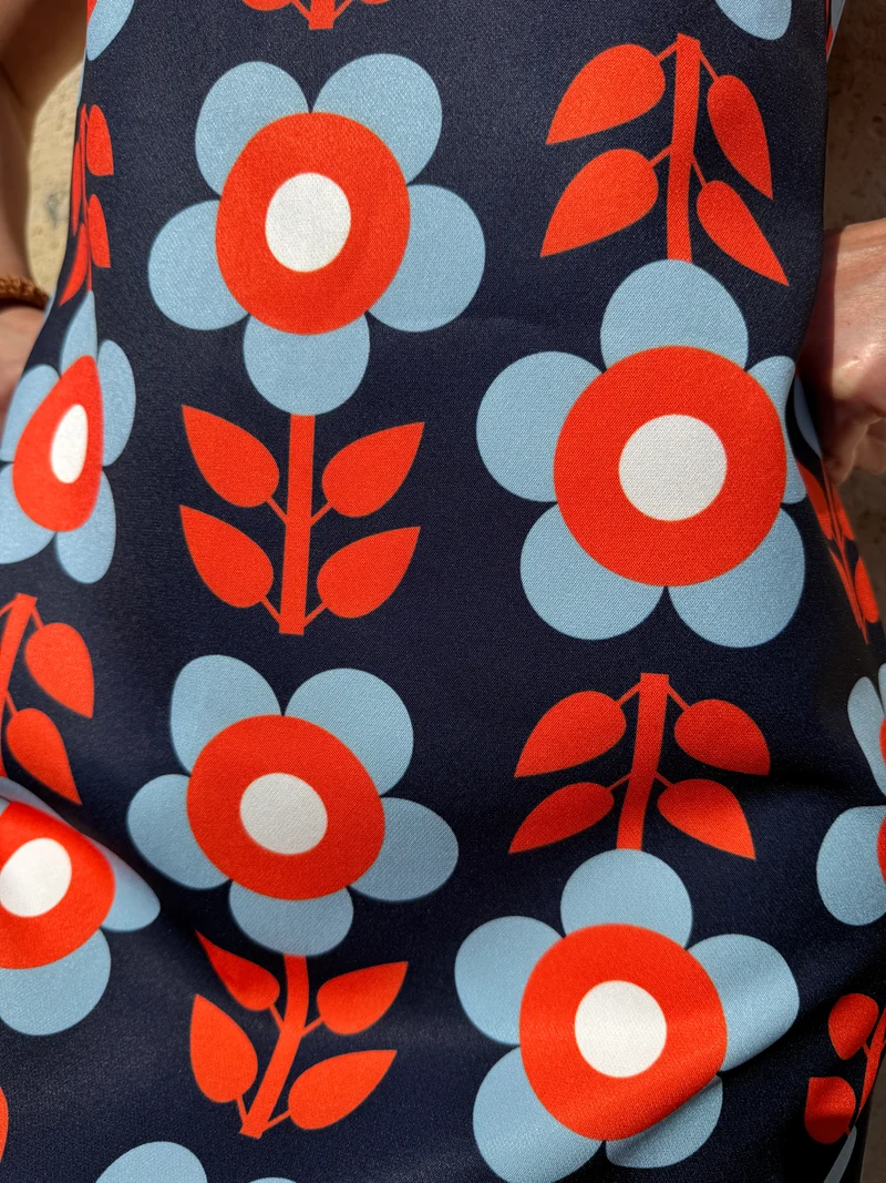 Robe SEVENTIES n°23 marine/orange Hippocampe