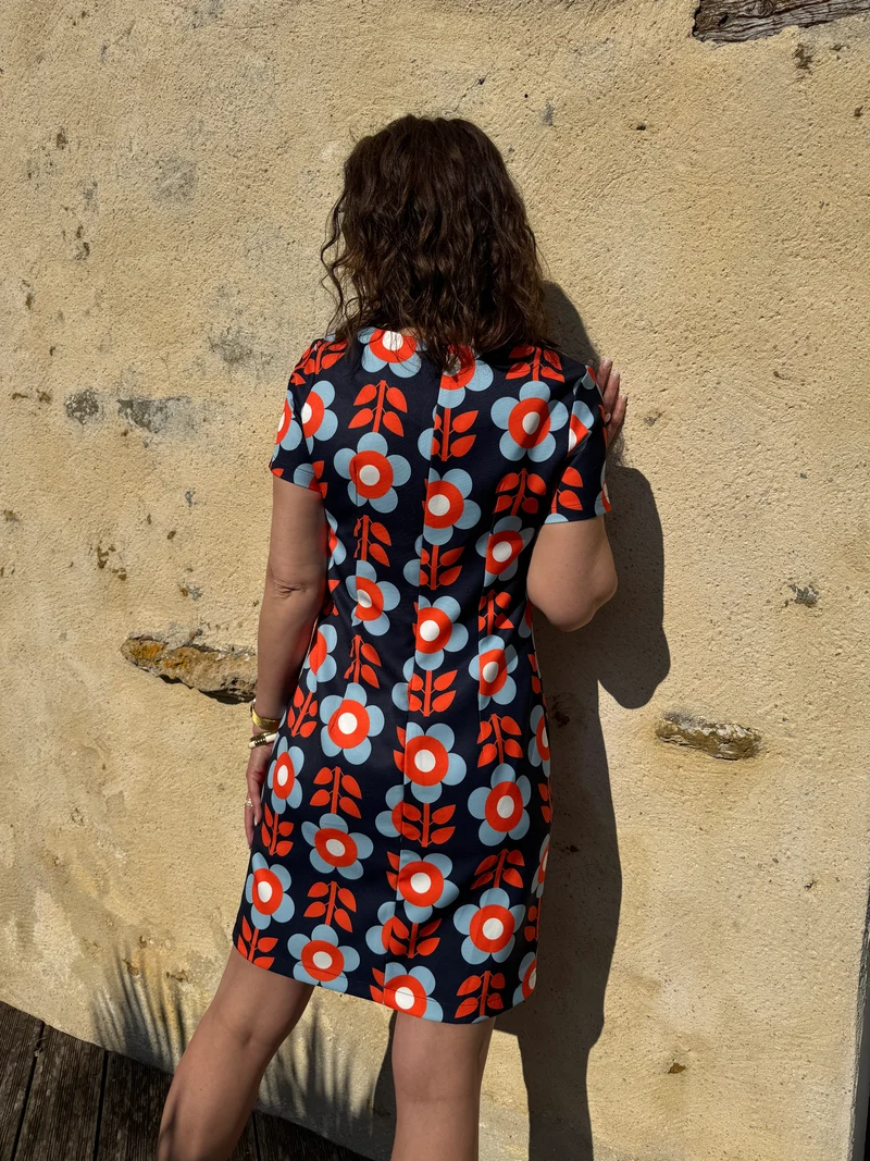 Robe SEVENTIES n°23 marine/orange Hippocampe