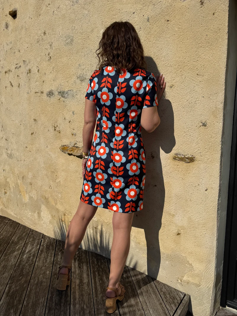 Robe SEVENTIES n°23 marine/orange Hippocampe