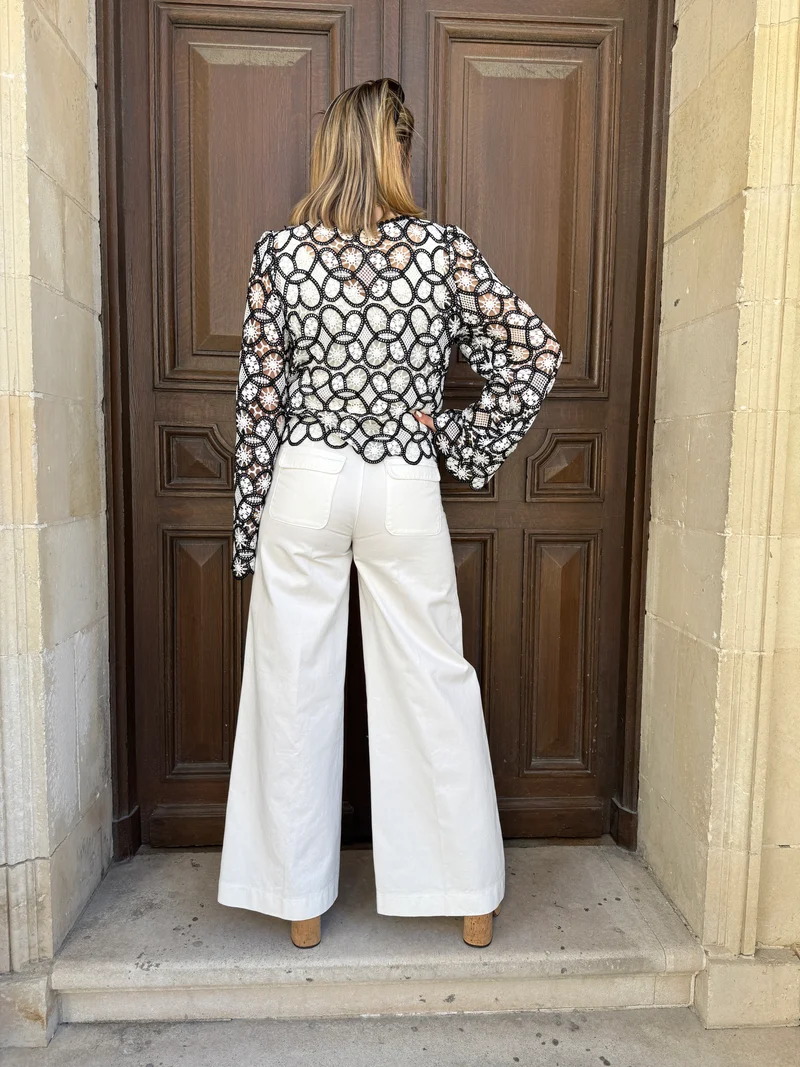 Jeans denim blanc palazzo PEPINO Oraije