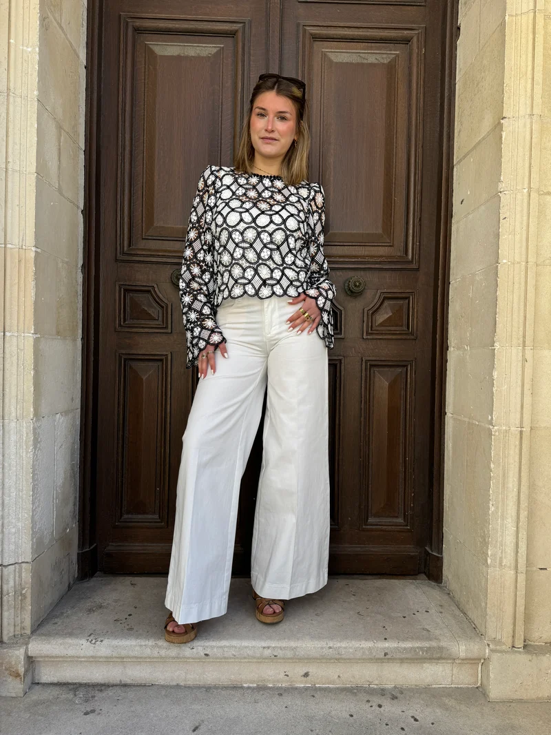 Jeans denim blanc palazzo PEPINO Oraije