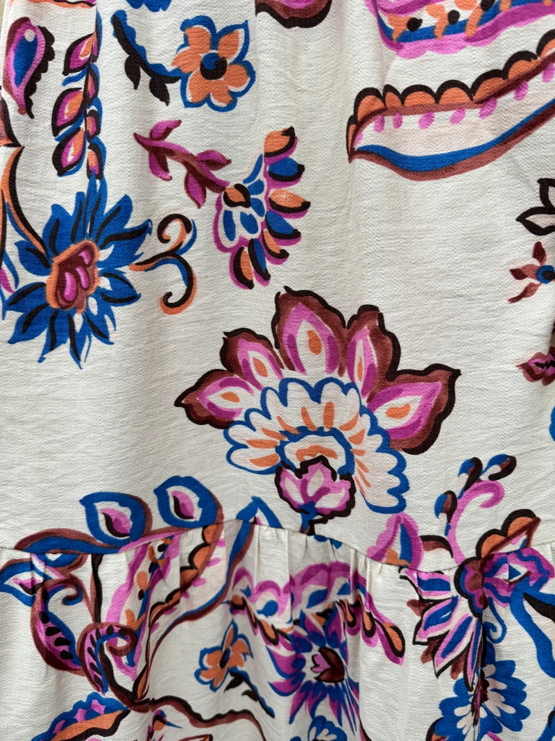 Robe longue écru imprimé floral ATHENA In April 1986