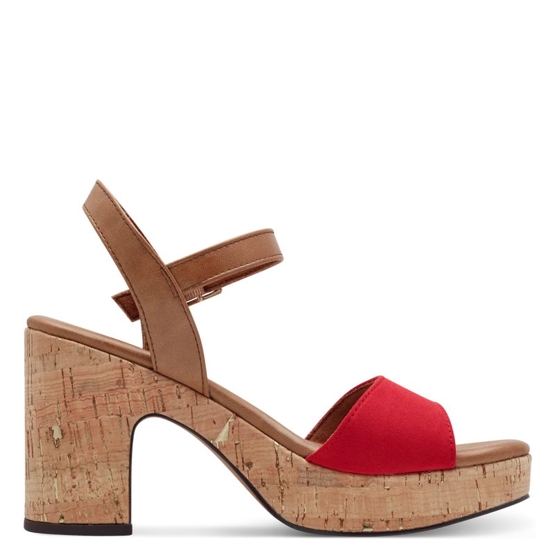 Sandales à talons rouge et camel 2-28008-42 597