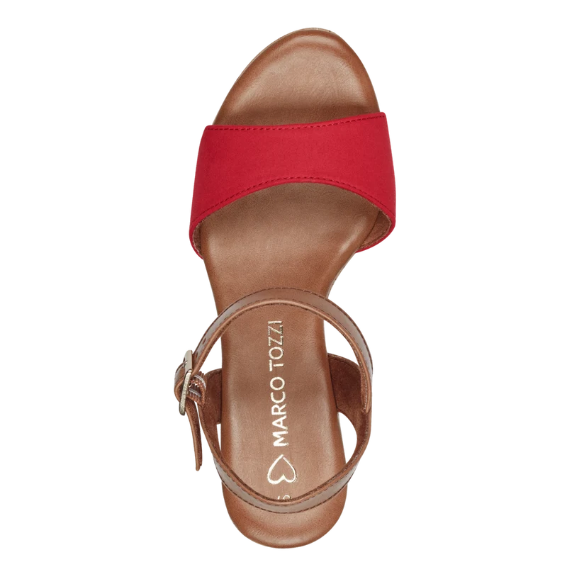 Sandales à talons rouge et camel 2-28008-42 597