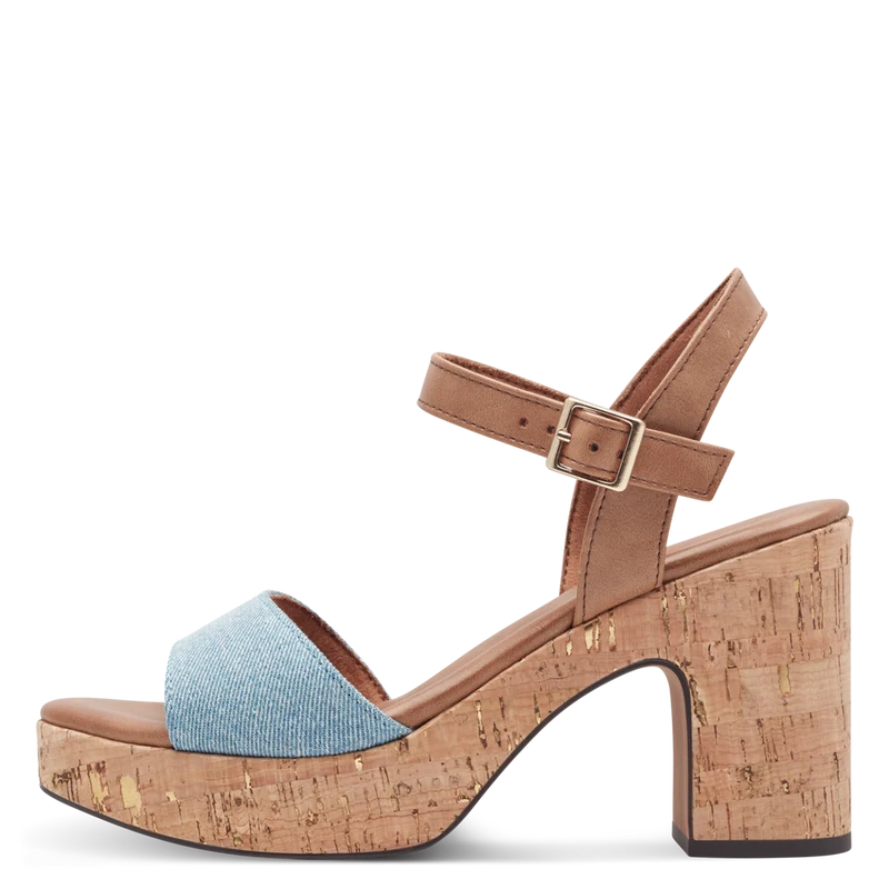 Sandales à talons bleu jeans et camel 2-28008-42 811 Marco Tozzi