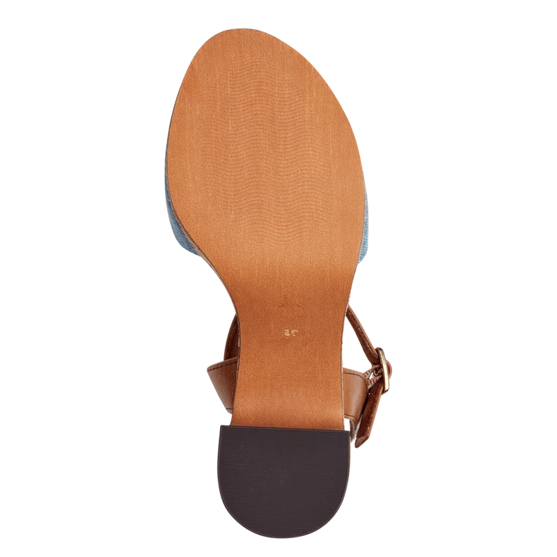 Sandales à talons bleu jeans et camel 2-28008-42 811 Marco Tozzi