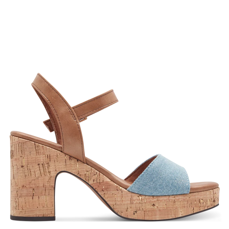 Sandales à talons bleu jeans et camel 2-28008-42 811 Marco Tozzi