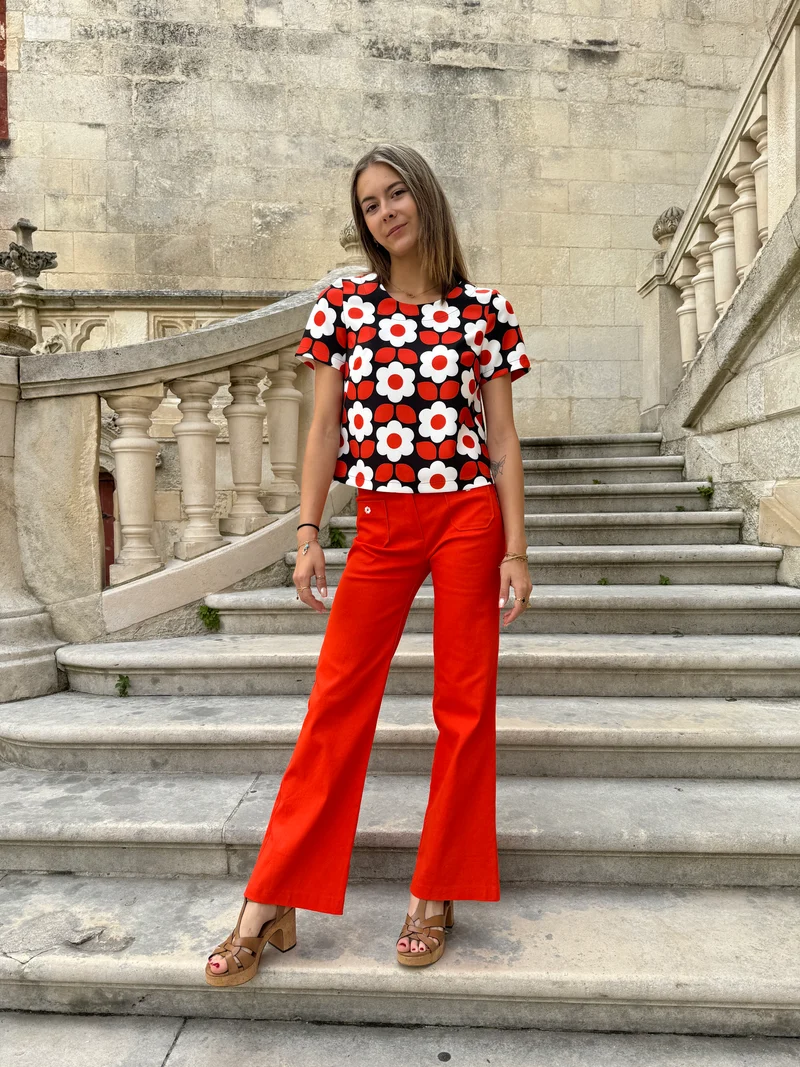 Pantalon WOOD STOCK DAISY orange Hippocampe