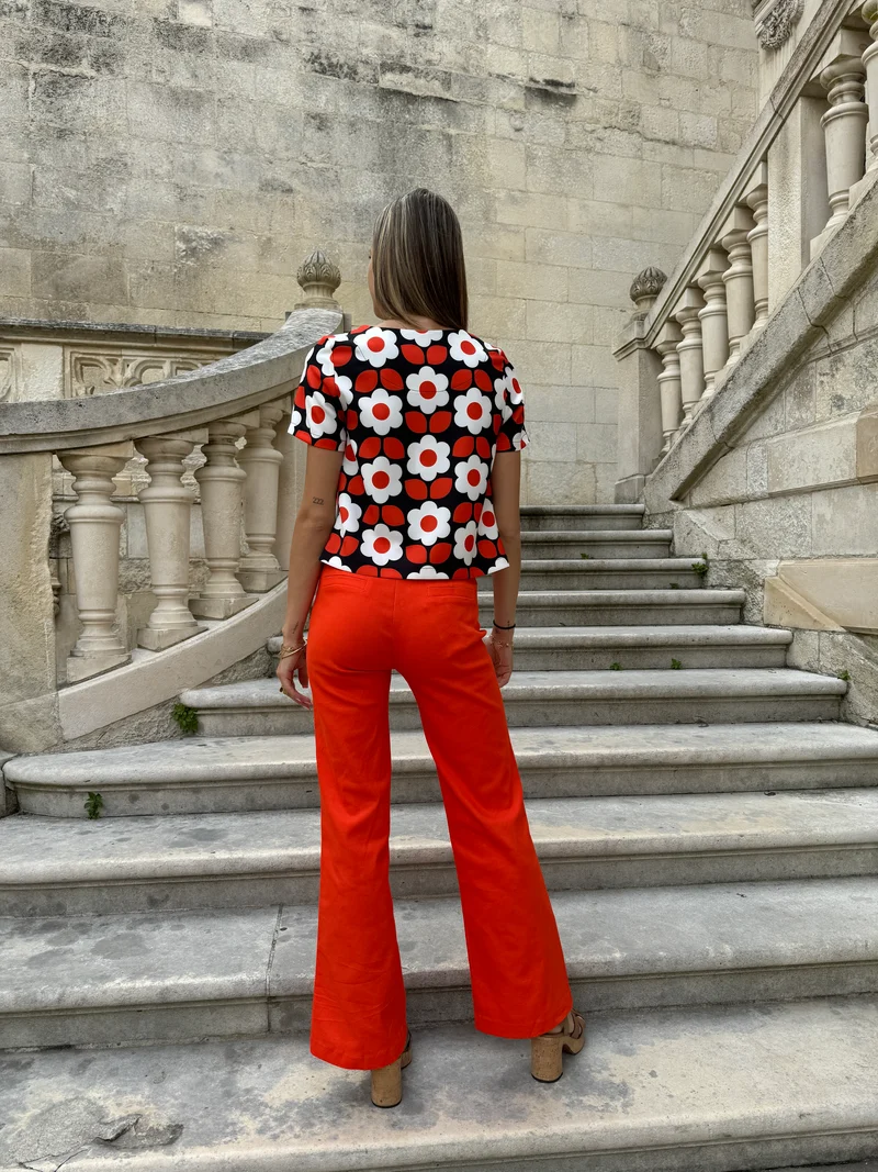 Pantalon WOOD STOCK DAISY orange Hippocampe
