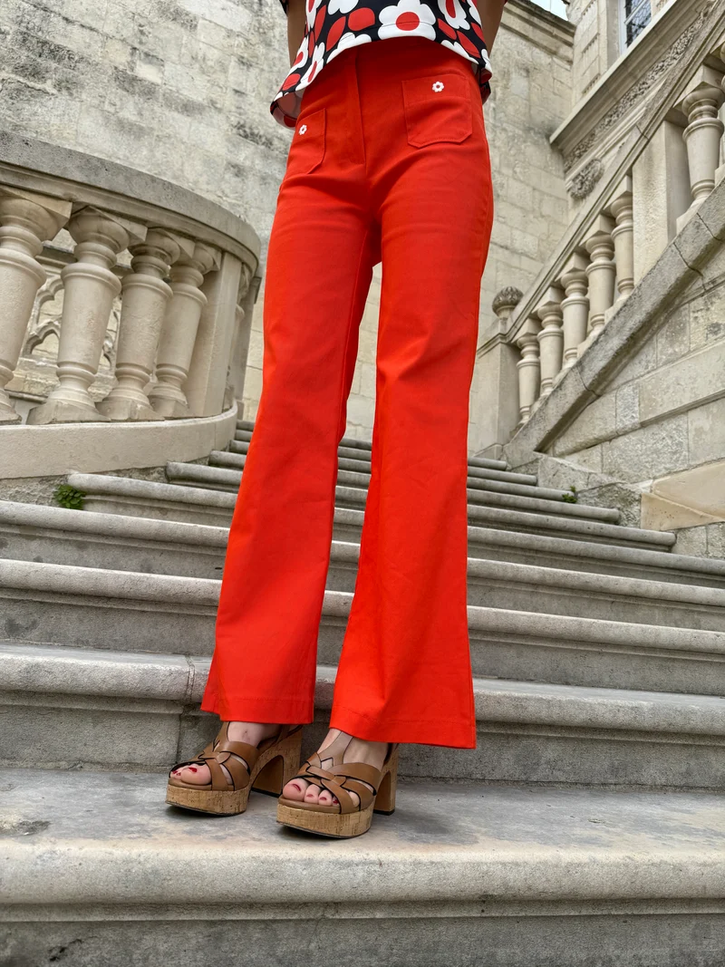 Pantalon WOOD STOCK DAISY orange Hippocampe