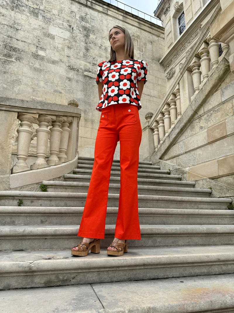 Pantalon WOOD STOCK DAISY orange Hippocampe