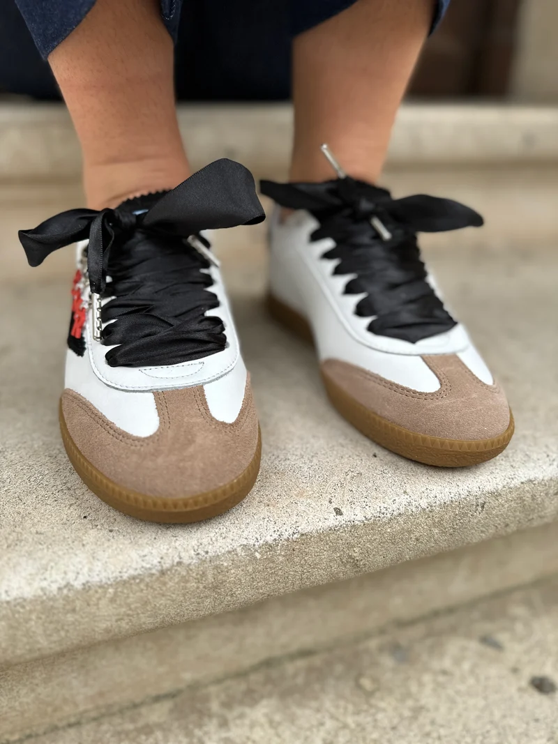 Basket blanche éclair noir en cuir ASLAN B164 Semerdjian