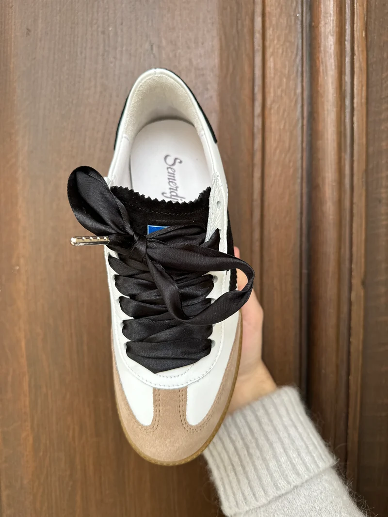 Basket blanche éclair noir en cuir ASLAN B164 Semerdjian