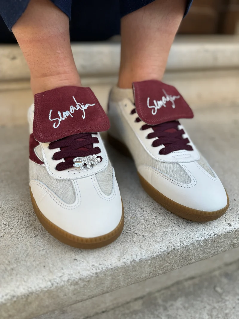 Basket blanche à grosse languette bordeaux MAGAR B197 Semerdjian