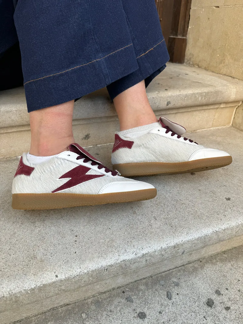 Basket blanche à grosse languette bordeaux MAGAR B197 Semerdjian