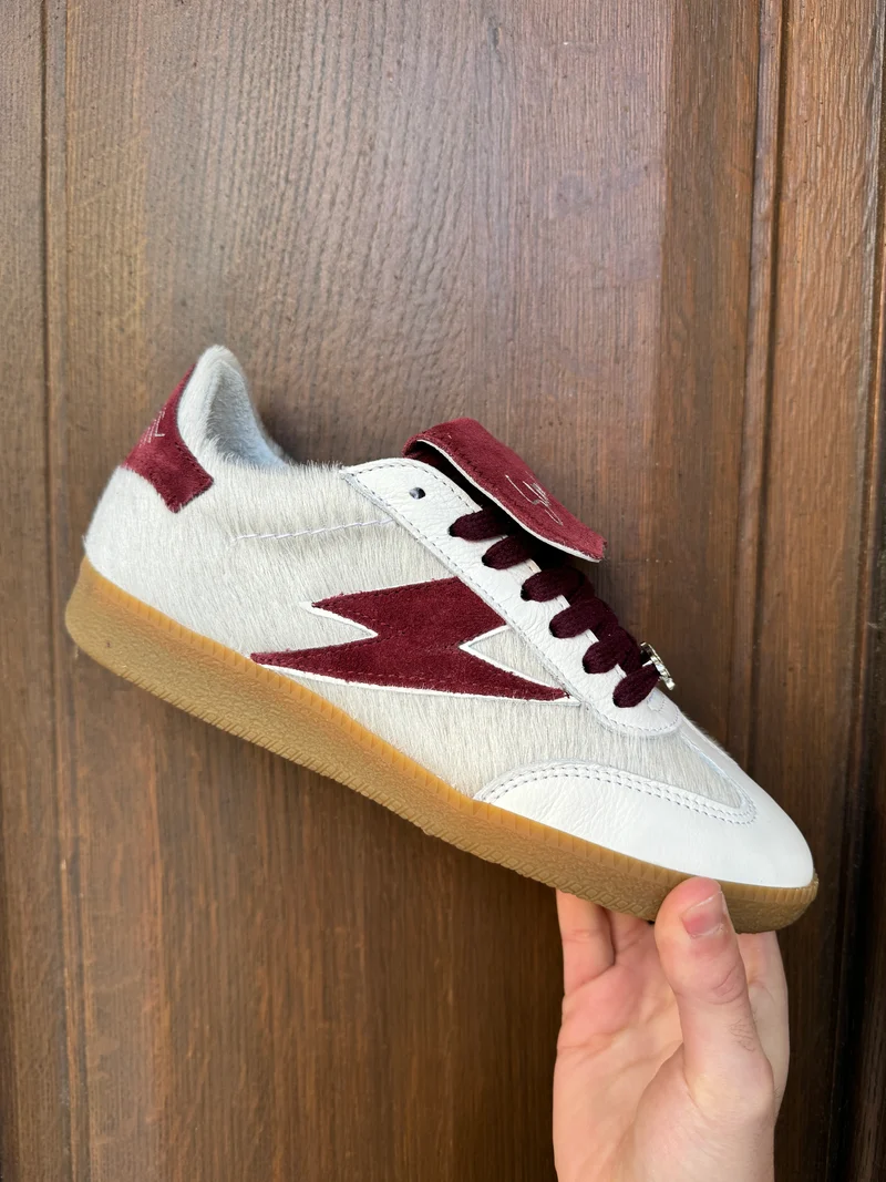 Basket blanche à grosse languette bordeaux MAGAR B197 Semerdjian