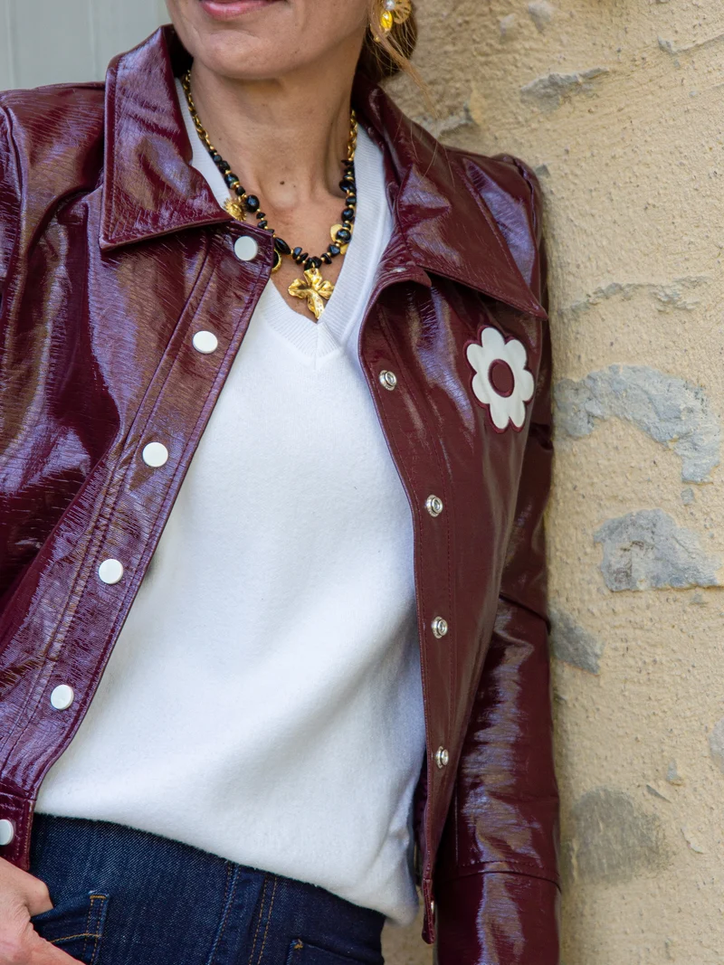 Veste vinyle aubergine DAISY Hippocampe