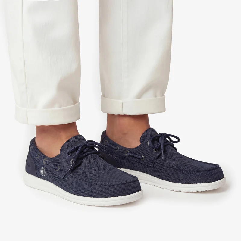 Chaussures bateau Socoa en maille stretch bleu marine