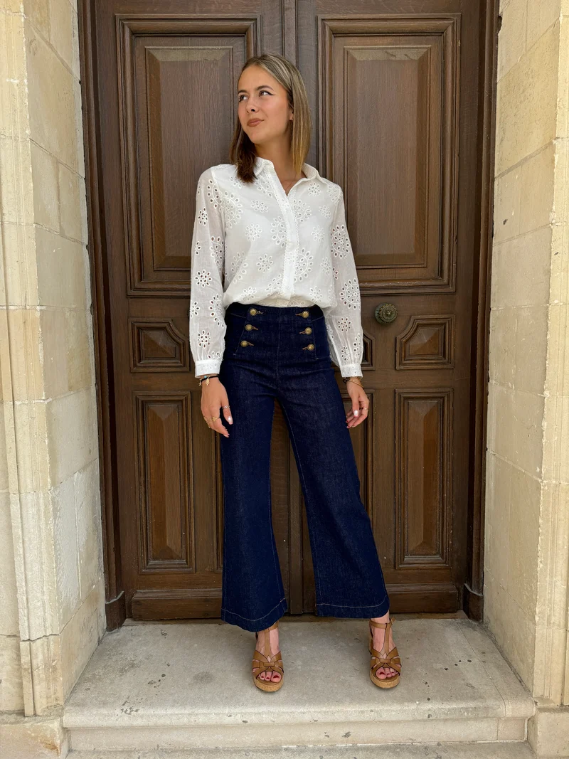 Jeans denim brut à pont VICTORINE Oraije