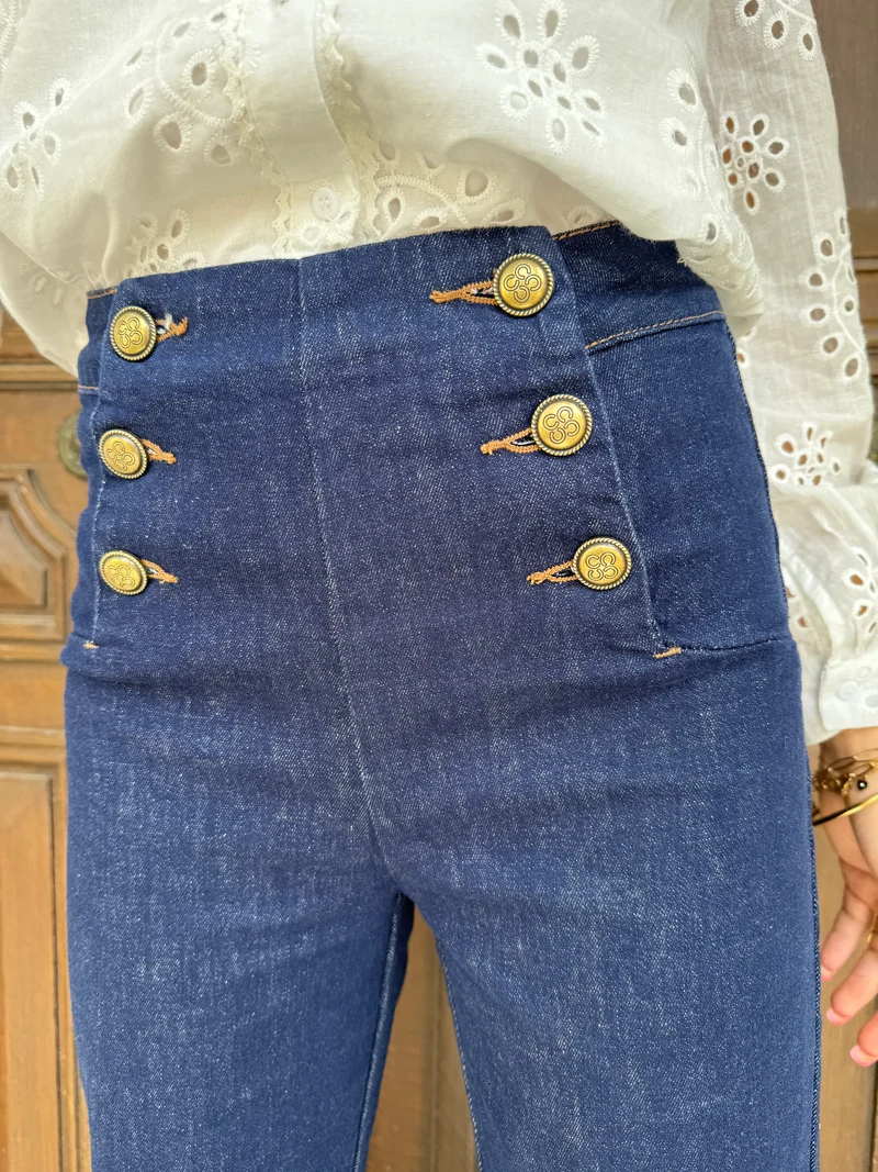 Jeans denim brut à pont VICTORINE Oraije