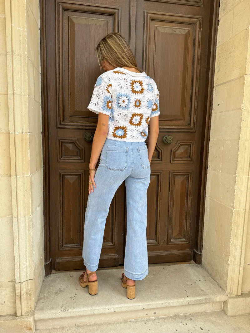Jeans denim clair à pont VICTORINE Oraije