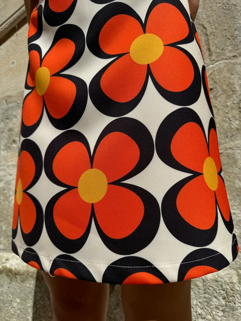 Robe SEVENTIES n°107 blanche/orange Hippocampe